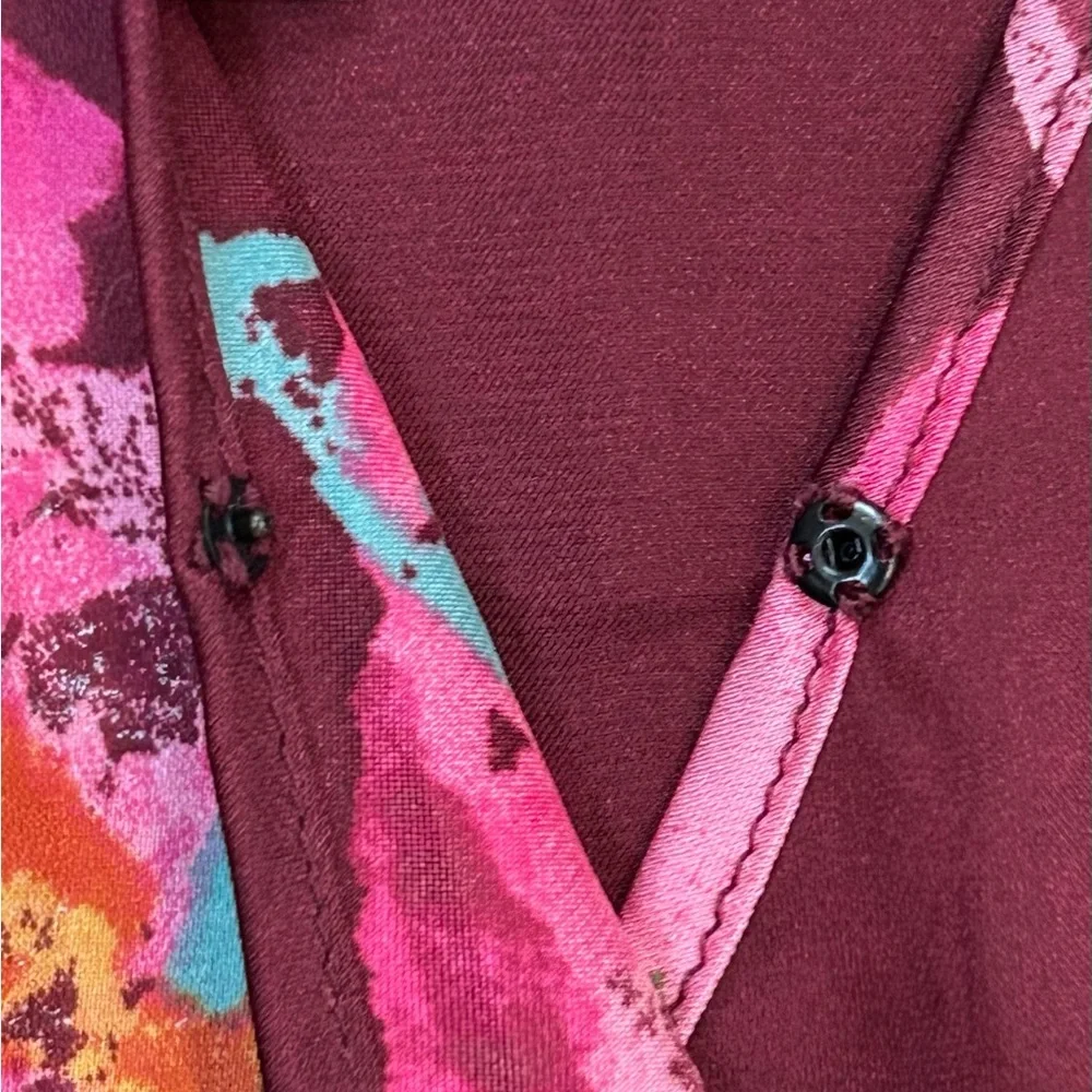 Xhilaration Burgundy Floral Maxi Dress with Pink Flowers - Picture 7 of 8